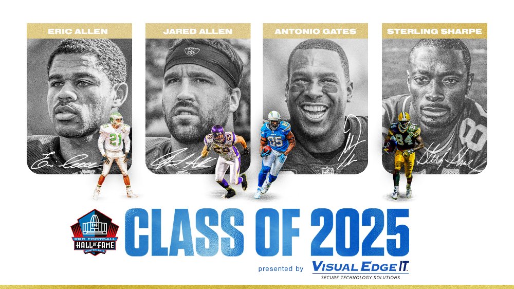 Congratulations to the Pro Football Hall of Fame class in 2025, presented by Visual Edge IT, and shown on Image.