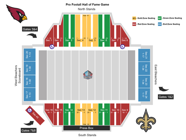 NFL/Hall of Fame Game Seating Chart